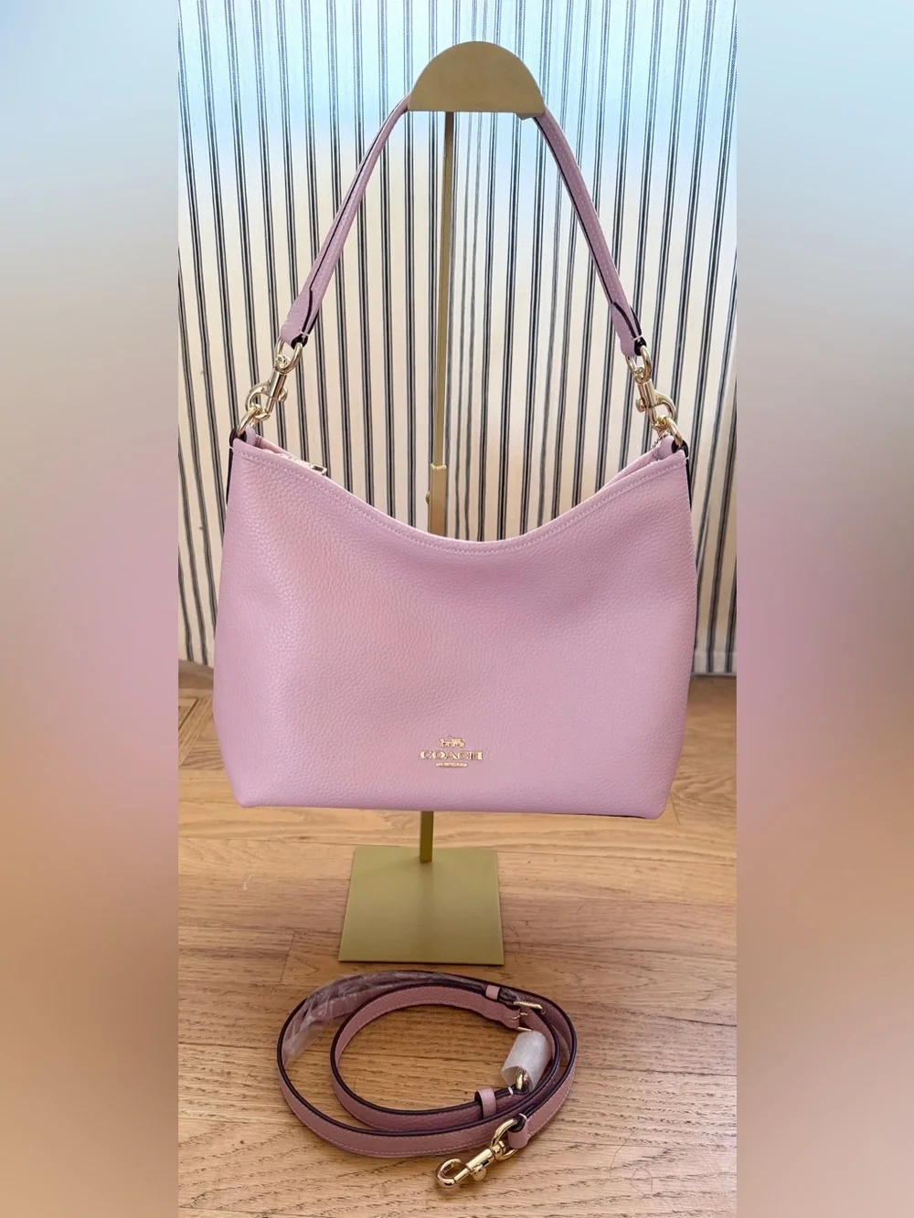 Coach Pebbled Leather Laurel Shoulder Bag in Carnation Pink